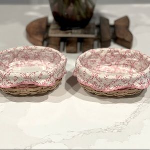 LONGABERGER 2 HORIZON OF HOPE 2003 BREAST CANCER BASKETS W/ LINER & PROTECTOR